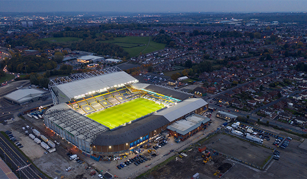 Aerial shot of Elland Road, Leeds United's home ground