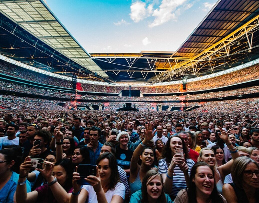 A crows at a concert at Wembley Stadium